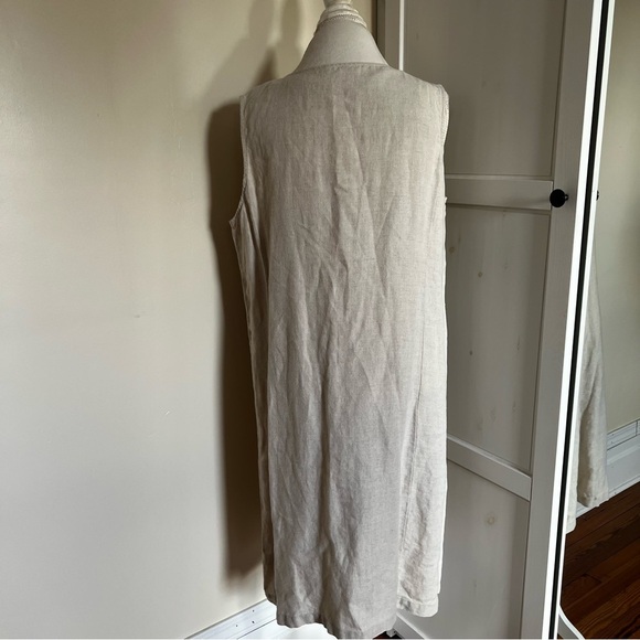 Vintage L.L. Bean Sleeveless Linen Button Front Neutral Tan/Canvas Dress Size 18 - Picture 7 of 9